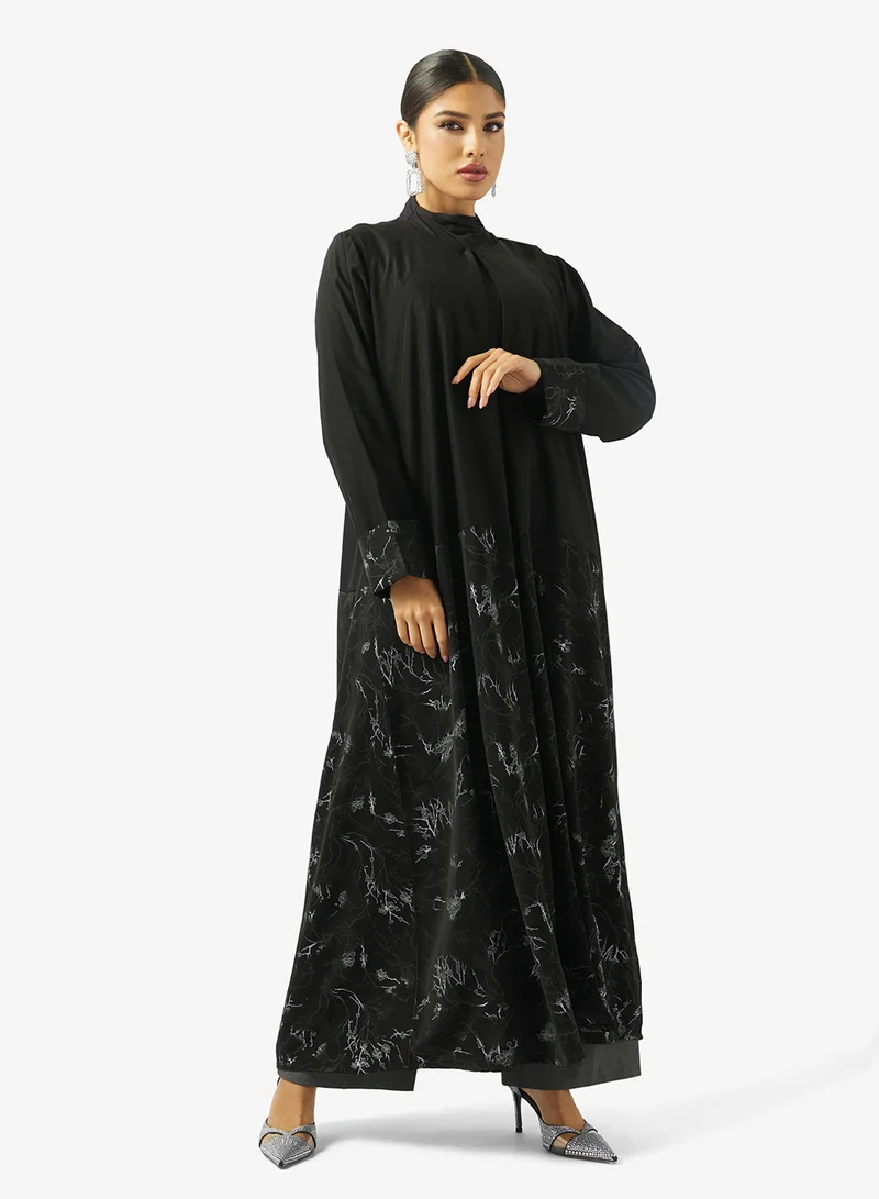 Hayas Closet  Black Embroidered Abaya With Sheila for Women | Best Price UAE